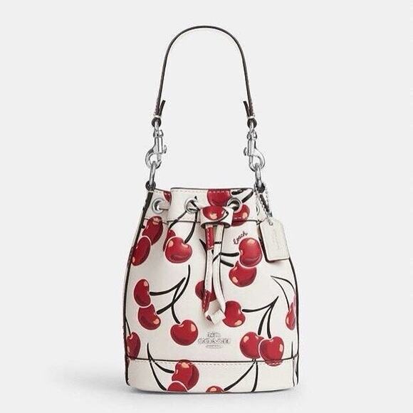 NWT Limited Coach Mini Bucket Bag With Cherry Print CY739